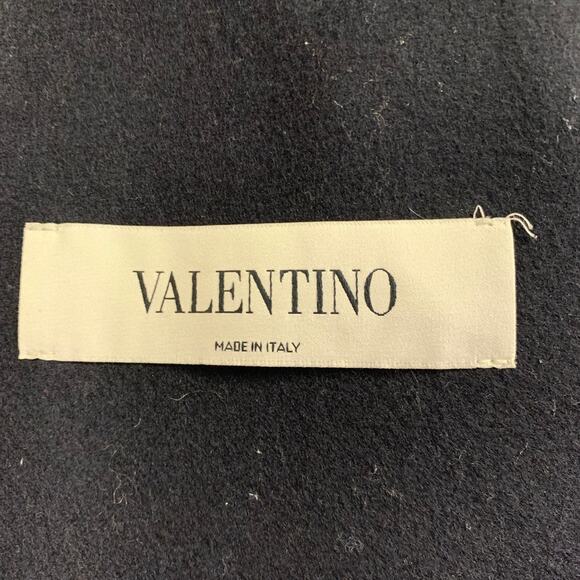 VALENTINO Size 36 Navy Wool Lambskin Leather Double Breasted Peacoat - Picture 6 of 9